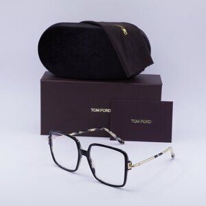 Tom Ford FT5915-B 005 Square Eyeglasses 53mm - Black/Havana